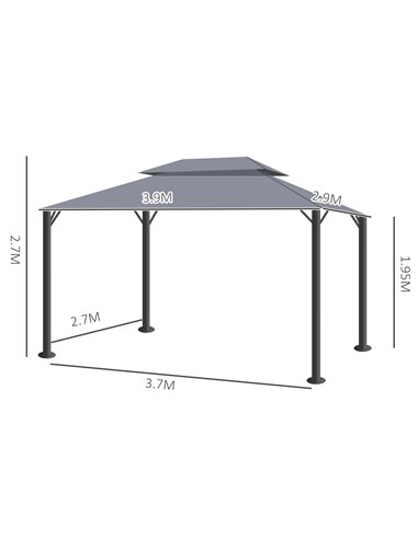 Outsunny 3 x 4m Aluminium Garden Gazebo, Marquee Canopy Shelter Pavilion Party Tent with Nets and Curtains for Garden and Deck, 