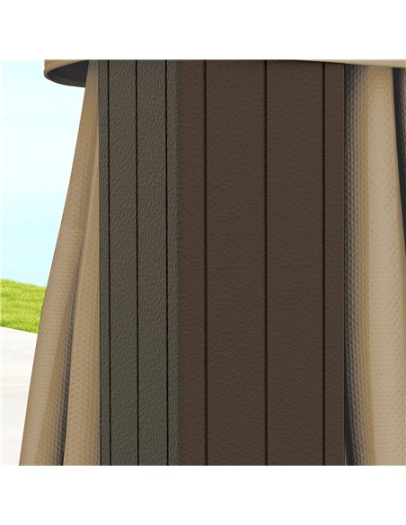 Outsunny 3 x 3(m) Metal Hardtop Gazebo, with Curtains and Accessories - Brown - pic 119000 | FastDaddyshop