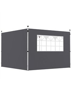 Outsunny 3 Meters Gazebo Replaceable Exchangeable Side Panel Wall Panels Walls With Window, Dark Grey