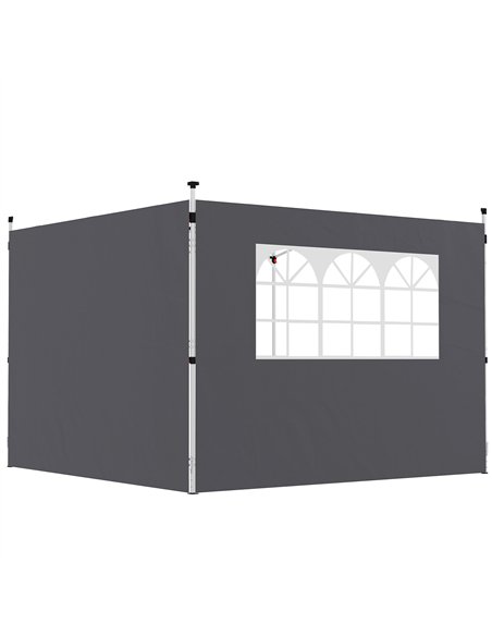 Outsunny 3 Meters Gazebo Replaceable Exchangeable Side Panel Wall Panels Walls With Window, Dark Grey - pic 119001 | FastDaddyshop