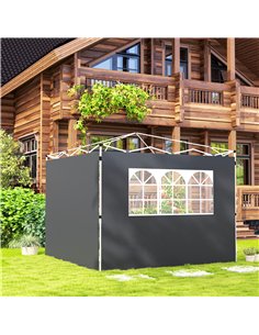 Outsunny 3 Meters Gazebo Replaceable Exchangeable Side Panel Wall Panels Walls With Window, Dark Grey 2
