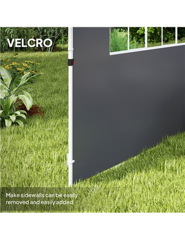 Outsunny 3 Meters Gazebo Replaceable Exchangeable Side Panel Wall Panels Walls With Window, Dark Grey