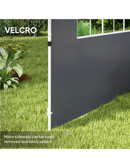 Outsunny 3 Meters Gazebo Replaceable Exchangeable Side Panel Wall Panels Walls With Window, Dark Grey - pic 119005 | FastDaddyshop