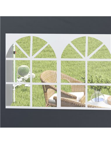 Outsunny 3 Meters Gazebo Replaceable Exchangeable Side Panel Wall Panels Walls With Window, Dark Grey