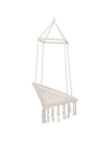 Outsunny Hammock Macrame Swing Chair Hanging Seat Rope Tassels Indoor Outdoor Garden Solid Knitted Woven Net Seat Deck Porch Yar