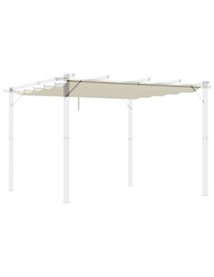 Outsunny Retractable Pergola Shade Cover, Replacement Canopy Fabric for 3 x 3 (m) Pergola, Gazebo Retractable Roof, Cream White