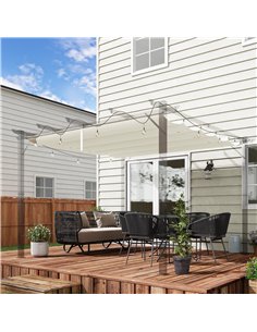 Outsunny Retractable Pergola Shade Cover, Replacement Canopy Fabric for 3 x 3 (m) Pergola, Gazebo Retractable Roof, Cream White 2