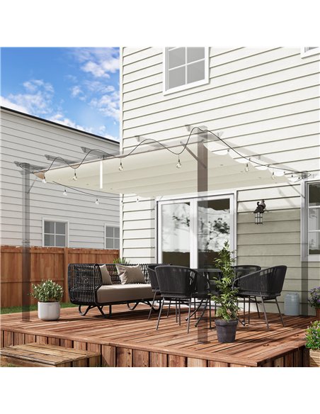 Outsunny Retractable Pergola Shade Cover, Replacement Canopy Fabric for 3 x 3 (m) Pergola, Gazebo Retractable Roof, Cream White - pic 119020 | FastDaddyshop