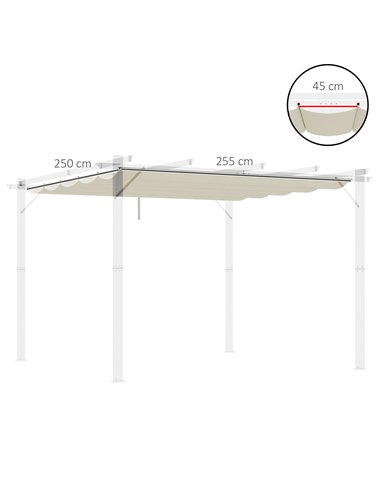 Outsunny Retractable Pergola Shade Cover, Replacement Canopy Fabric for 3 x 3 (m) Pergola, Gazebo Retractable Roof, Cream White