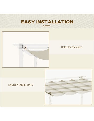 Outsunny Retractable Pergola Shade Cover, Replacement Canopy Fabric for 3 x 3 (m) Pergola, Gazebo Retractable Roof, Cream White