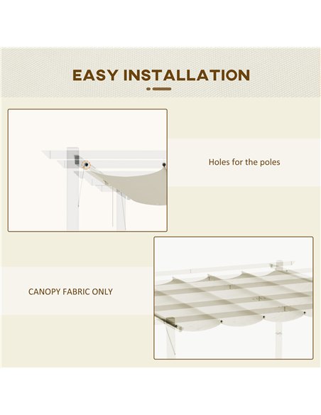 Outsunny Retractable Pergola Shade Cover, Replacement Canopy Fabric for 3 x 3 (m) Pergola, Gazebo Retractable Roof, Cream White - pic 119024 | FastDaddyshop