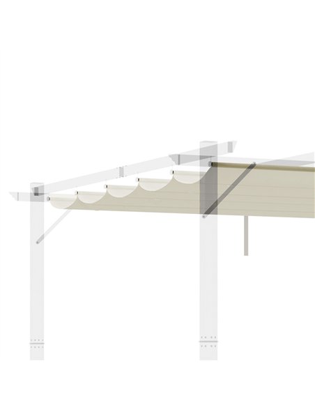 Outsunny Retractable Pergola Shade Cover, Replacement Canopy Fabric for 3 x 3 (m) Pergola, Gazebo Retractable Roof, Cream White - pic 119027 | FastDaddyshop