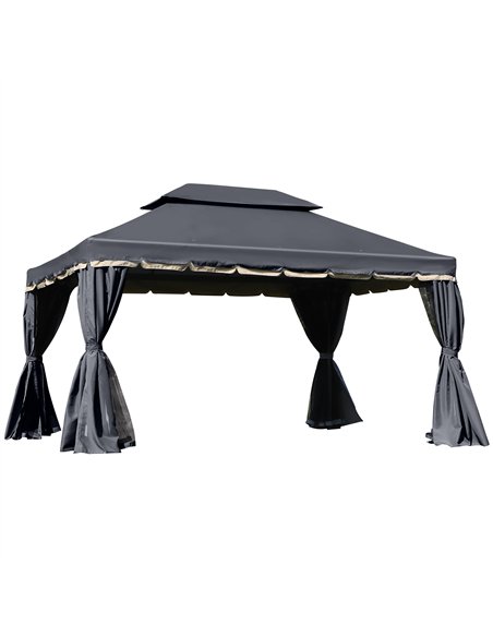 Outsunny 3 x 4m Aluminium Garden Gazebo, Marquee Canopy Shelter Pavilion Party Tent with Nets and Curtains for Garden and Deck,  - pic 119028 | FastDaddyshop