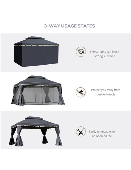 Outsunny 3 x 4m Aluminium Garden Gazebo, Marquee Canopy Shelter Pavilion Party Tent with Nets and Curtains for Garden and Deck,  - pic 119031 | FastDaddyshop