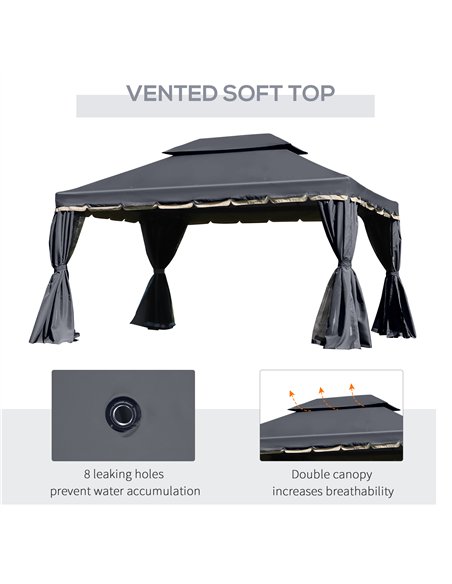 Outsunny 3 x 4m Aluminium Garden Gazebo, Marquee Canopy Shelter Pavilion Party Tent with Nets and Curtains for Garden and Deck,  - pic 119032 | FastDaddyshop