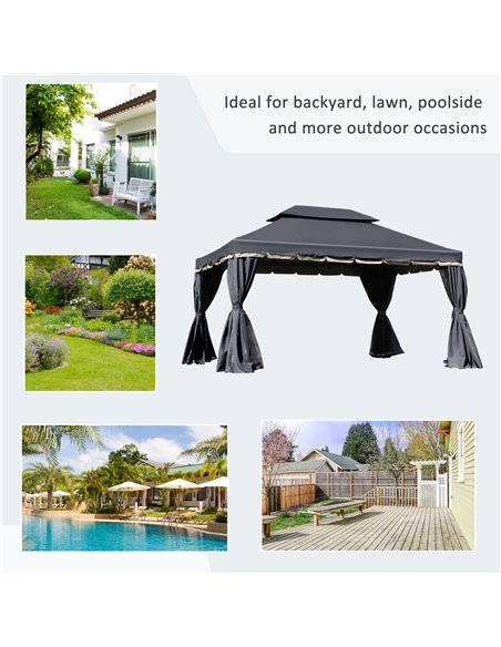 Outsunny 3 x 4m Aluminium Garden Gazebo, Marquee Canopy Shelter Pavilion Party Tent with Nets and Curtains for Garden and Deck,  - pic 119034 | FastDaddyshop