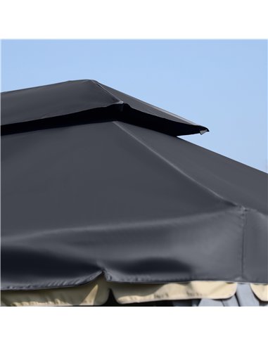 Outsunny 3 x 4m Aluminium Garden Gazebo, Marquee Canopy Shelter Pavilion Party Tent with Nets and Curtains for Garden and Deck, 
