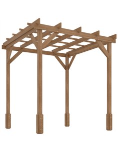 Outsunny 2 x 2m Wooden Pergola Kit, Decorative Garden Gazebo Shelter with Stable Structure for Climbing Vines, Flowers, Dark Bro