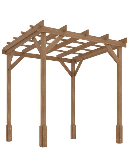 Outsunny 2 x 2m Wooden Pergola Kit, Decorative Garden Gazebo Shelter with Stable Structure for Climbing Vines, Flowers, Dark Bro - pic 119046 | FastDaddyshop