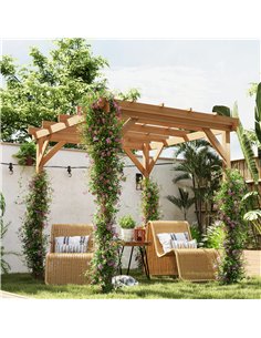 Outsunny 2 x 2m Wooden Pergola Kit, Decorative Garden Gazebo Shelter with Stable Structure for Climbing Vines, Flowers, Dark Bro 2