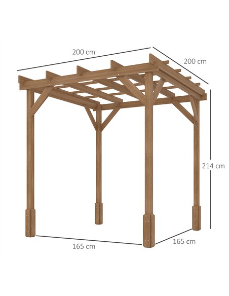 Outsunny 2 x 2m Wooden Pergola Kit, Decorative Garden Gazebo Shelter with Stable Structure for Climbing Vines, Flowers, Dark Bro - pic 119048 | FastDaddyshop