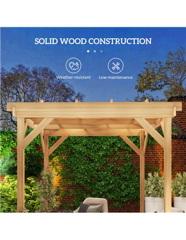 Outsunny 2 x 2m Wooden Pergola Kit, Decorative Garden Gazebo Shelter with Stable Structure for Climbing Vines, Flowers, Dark Bro