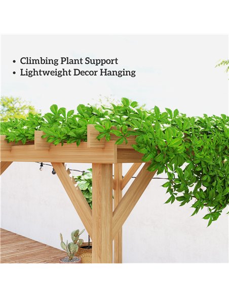 Outsunny 2 x 2m Wooden Pergola Kit, Decorative Garden Gazebo Shelter with Stable Structure for Climbing Vines, Flowers, Dark Bro - pic 119053 | FastDaddyshop