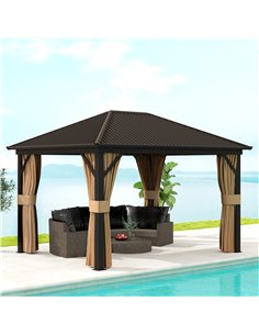 Outsunny 3.6 x 3(m) Aluminium Frame Hardtop Gazebo, with Accessories 2