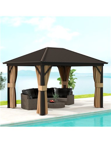 Outsunny 3.6 x 3(m) Aluminium Frame Hardtop Gazebo, with Accessories