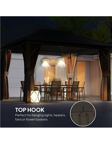 Outsunny 3.6 x 3(m) Aluminium Frame Hardtop Gazebo, with Accessories