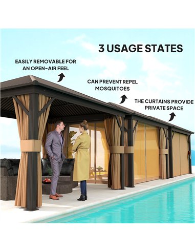 Outsunny 3.6 x 3(m) Aluminium Frame Hardtop Gazebo, with Accessories