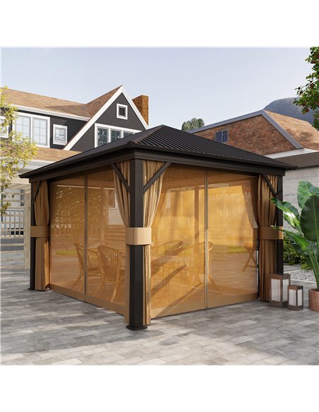 Outsunny 3.6 x 3(m) Aluminium Frame Hardtop Gazebo, with Accessories - pic 119062 | FastDaddyshop