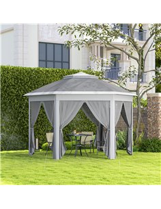 Outsunny 3 x 4m Garden Gazebo Hexagon Pop Up Party Tent Canopy Double Roof Instant Shelter with Netting and Carry Bag for Outdoo 2