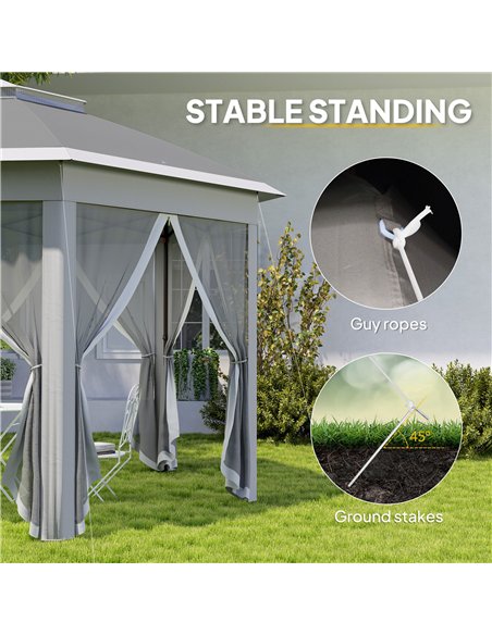 Outsunny 3 x 4m Garden Gazebo Hexagon Pop Up Party Tent Canopy Double Roof Instant Shelter with Netting and Carry Bag for Outdoo - pic 119069 | FastDaddyshop