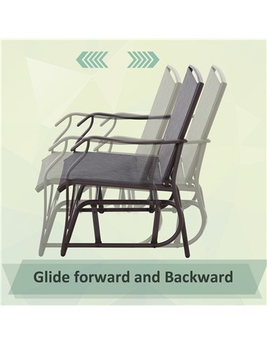 Outsunny Glider Rocking Chair & Table Set 2 Single Seaters Rocker Garden Swing Chair Patio Furniture Bistro Set Grey