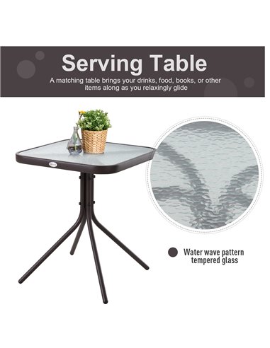 Outsunny Glider Rocking Chair & Table Set 2 Single Seaters Rocker Garden Swing Chair Patio Furniture Bistro Set Grey
