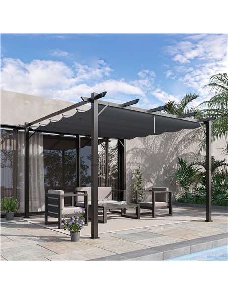 Outsunny 3 x 3 m Aluminum Gazebo, with Retractable Roof - Grey - pic 119092 | FastDaddyshop