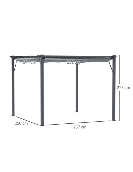 Outsunny 3 x 3 m Aluminum Gazebo, with Retractable Roof - Grey - pic 119093 | FastDaddyshop