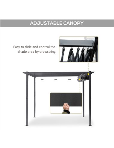 Outsunny 3 x 3 m Aluminum Gazebo, with Retractable Roof - Grey