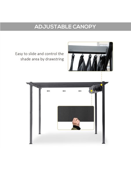 Outsunny 3 x 3 m Aluminum Gazebo, with Retractable Roof - Grey - pic 119094 | FastDaddyshop