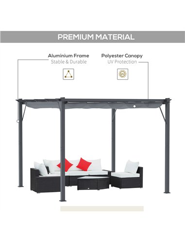 Outsunny 3 x 3 m Aluminum Gazebo, with Retractable Roof - Grey