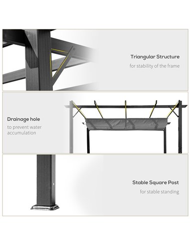 Outsunny 3 x 3 m Aluminum Gazebo, with Retractable Roof - Grey
