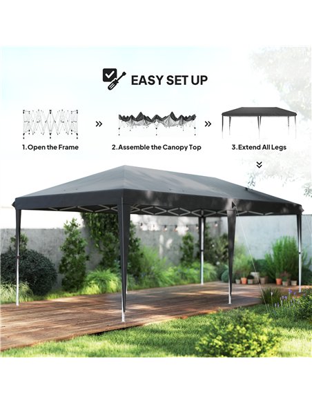 Outsunny 6 x 3 m Pop-Up Steel Frame Gazebo Grey - pic 119112 | FastDaddyshop