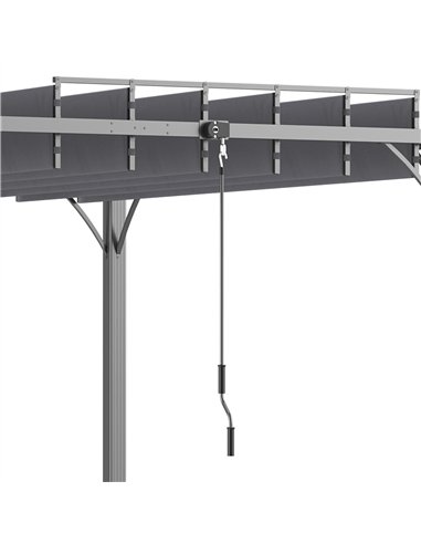Outsunny 4 x 3(m) Outdoor Pergola with Retractable Roof, Aluminium Louvered Patio Gazebo Canopy for Lawn Garden Patio, Grey