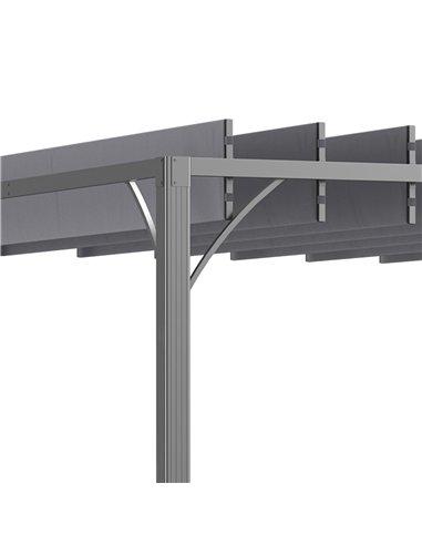 Outsunny 4 x 3(m) Outdoor Pergola with Retractable Roof, Aluminium Louvered Patio Gazebo Canopy for Lawn Garden Patio, Grey