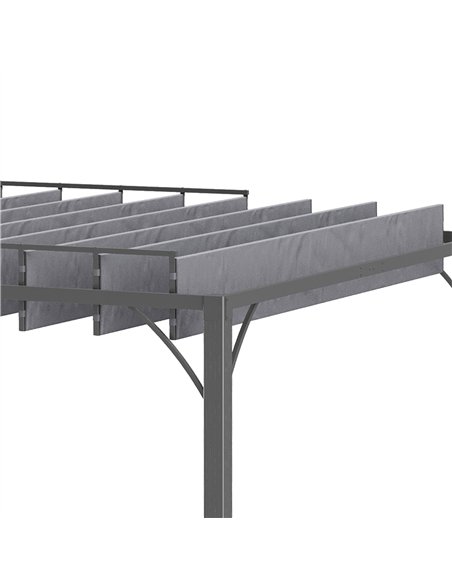 Outsunny 4 x 3(m) Outdoor Pergola with Retractable Roof, Aluminium Louvered Patio Gazebo Canopy for Lawn Garden Patio, Grey - pic 119126 | FastDaddyshop