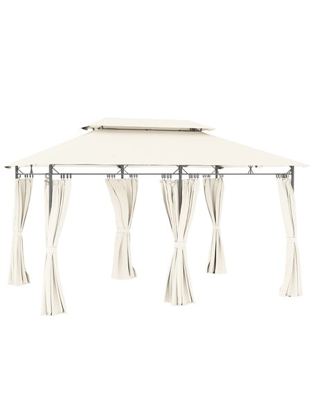 Outsunny 3 x 4m Metal Frame, Two-Tier Roof Gazebo - Cream White - pic 119136 | FastDaddyshop