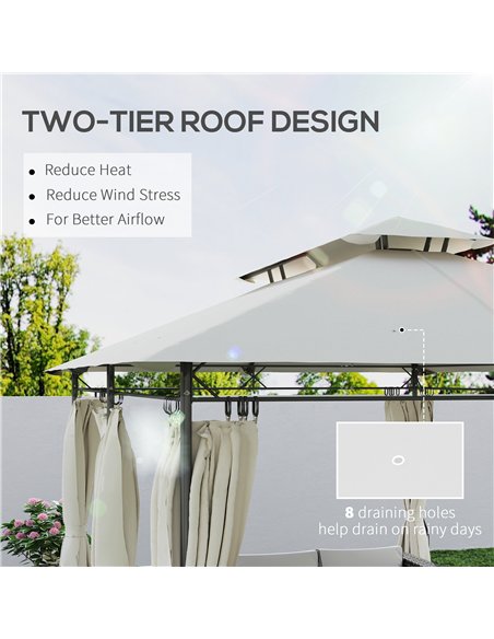 Outsunny 3 x 4m Metal Frame, Two-Tier Roof Gazebo - Cream White - pic 119139 | FastDaddyshop