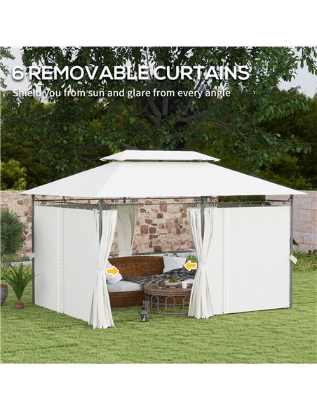 Outsunny 3 x 4m Metal Frame, Two-Tier Roof Gazebo - Cream White - pic 119141 | FastDaddyshop