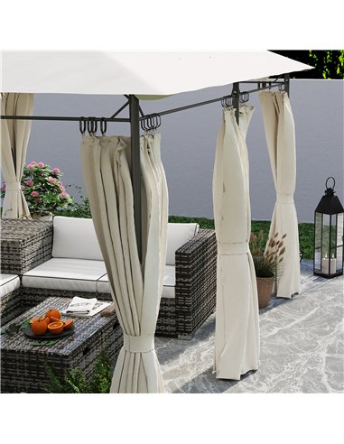 Outsunny 3 x 4m Metal Frame, Two-Tier Roof Gazebo - Cream White